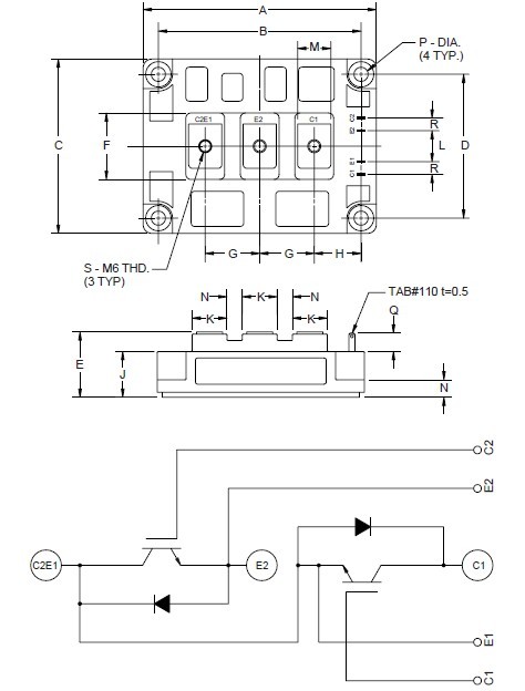 CM300DY-24H outline drawing and circuit diagram
