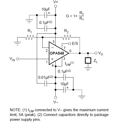 Basic Circuit Connections OPA548T