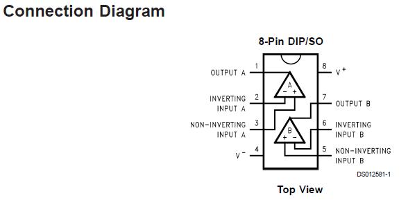 LM6172IMX Connection Diagram