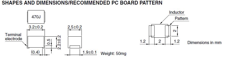 NLV32T-1R2J shapes and dimensions