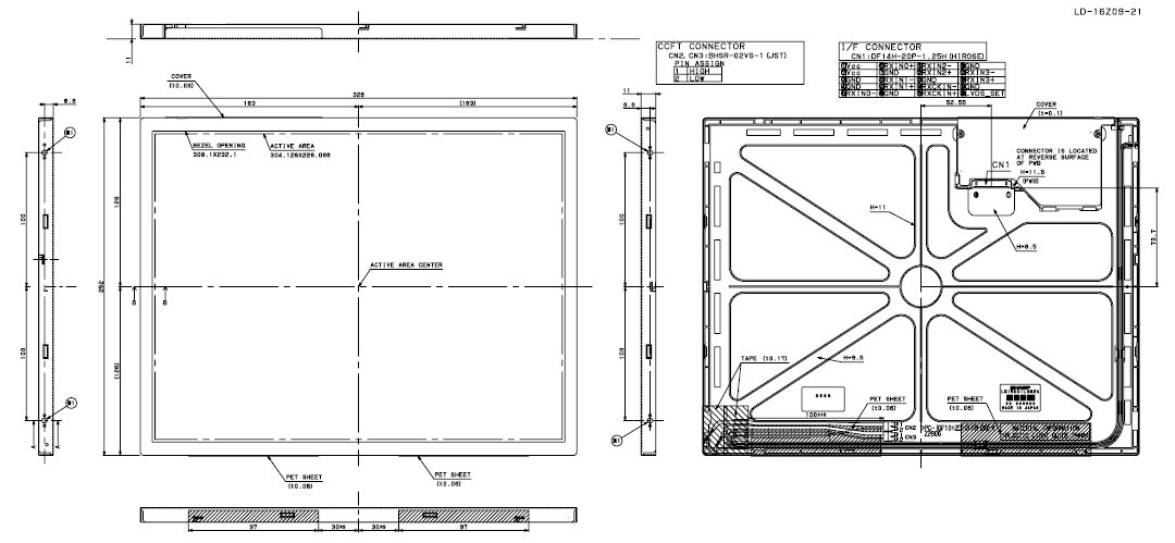 LQ150X1LGN2 outline dimensions