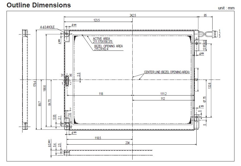 LM64C21P outline dimensions