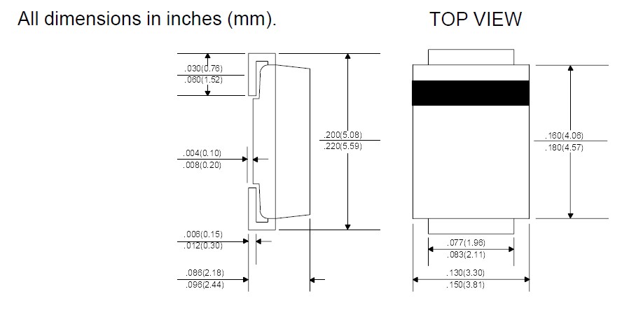 P6SMB43A All dimensions in inches