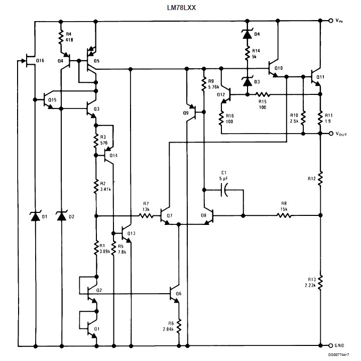 LM78L05ACM Equivalent Circuit