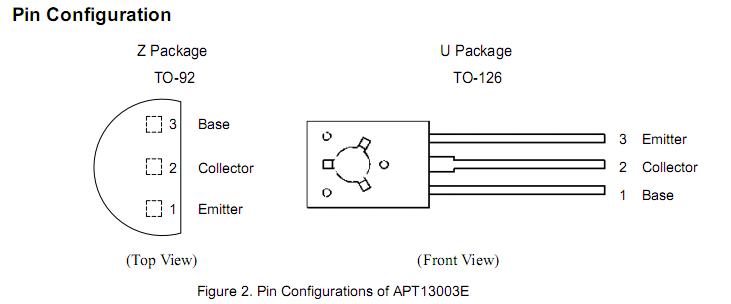 APT13003EU-E1 pin configuration