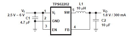 TPS62202DBVR Typical Application