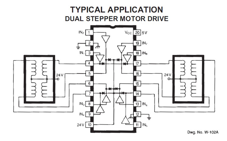 UDN2596A typical application dual stepper motor drive