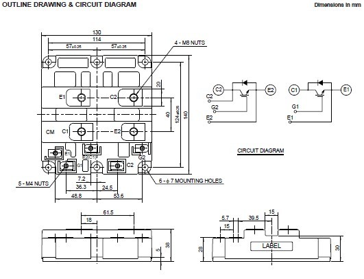 CM400DY-66H OUTLINE DRAWING & CIRCUIT DIAGRAM