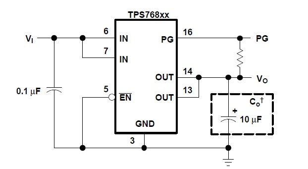 TPS76801QD Typical Application Configuration