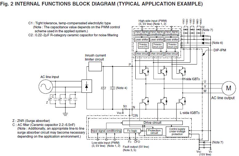 PS21267-AP functions block diagram