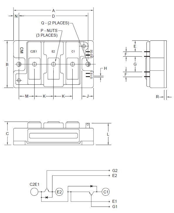 CM50DU-24H Outline Drawing and Circuit Diagram