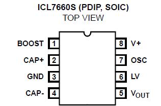 ICL7660SCPA pin configuration