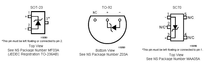 LM4040DIM3X-5.0 Connection Diagrams