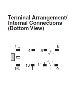 G6A-434P-12V Terminal Arrangement/Internal Connections