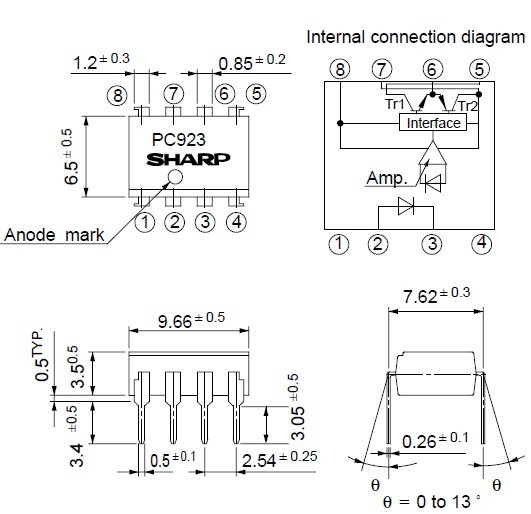 PC923 Outline Dimensions