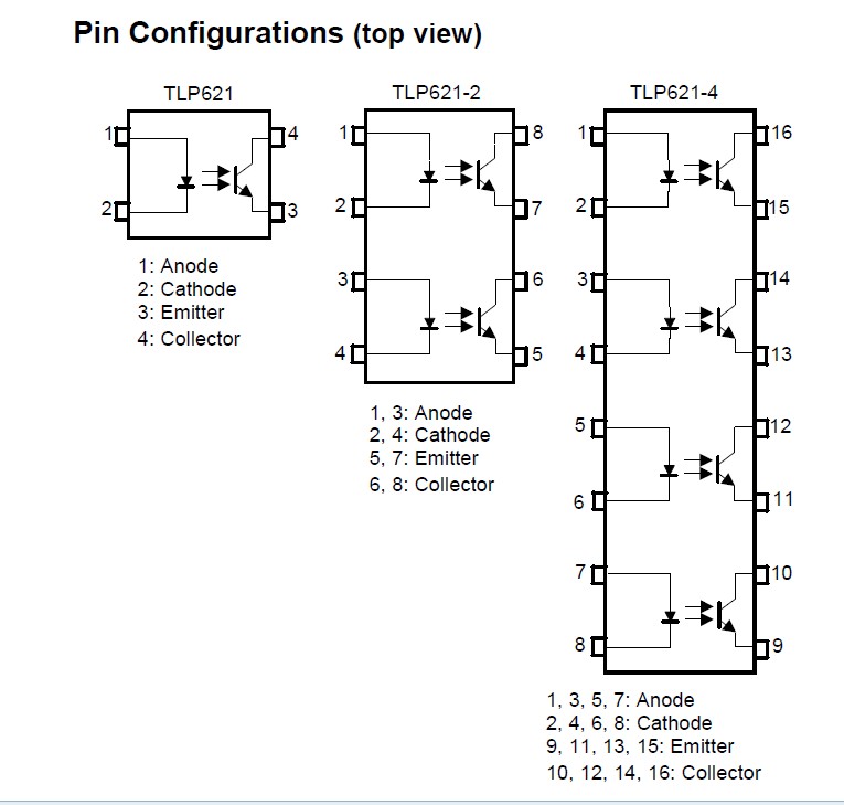 TLP621-2GB Pin Configurations