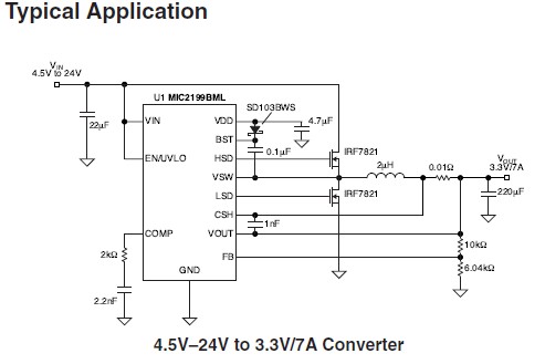 MIC2199BMLTR typical application