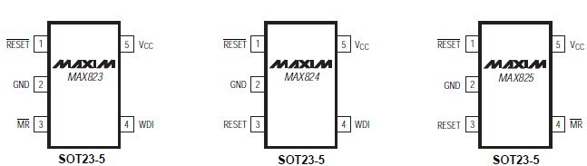 MAX823TEUK Pin Configurations