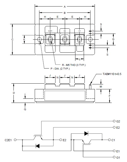CM150DY-12H Outline Drawing and Circuit Diagram