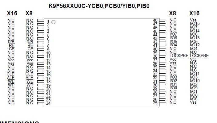  K9F5608UOD-PCBO pin configuration