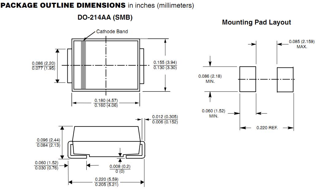 P6SMB200CA package outline dimension