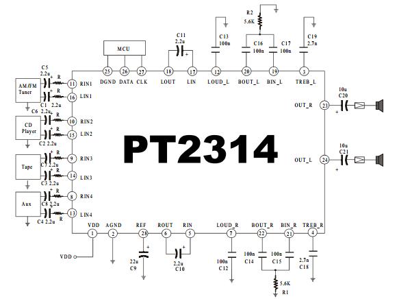 PT2314 block diagram