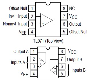 TL071CP pin connection