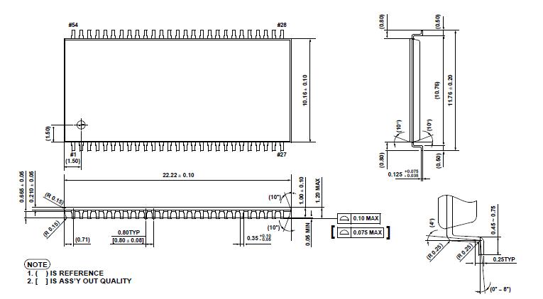K4D263238K-UC50 Package Dimension