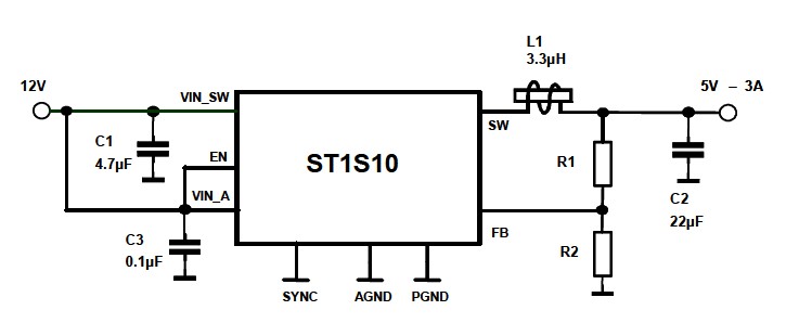 ST1S10PHR pin connection