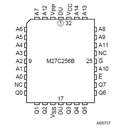  M27C256B-10F1 pin connection