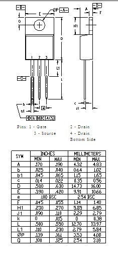 IXTP05N100 AB Dimensions