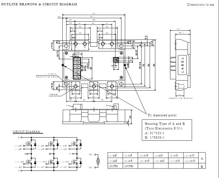 FM600TU-07A OUTLINE DRAWING & CIRCUIT DIAGRAM