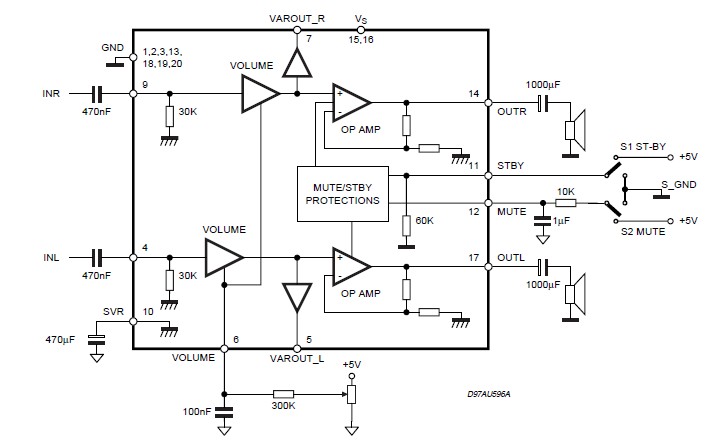 TDA7496L pin connection
