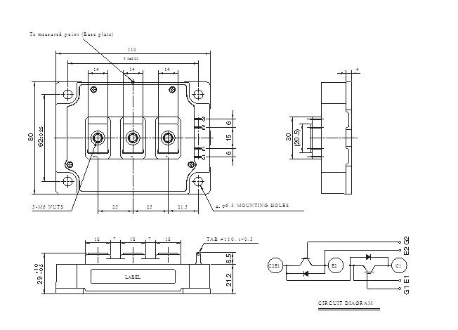 CM300DY-24NF OUTLINE DRAWING & CIRCUIT DIAGRAM