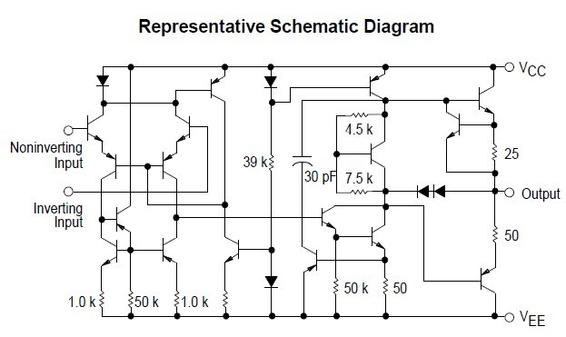MC1458P1 Representative Schematic Diagram