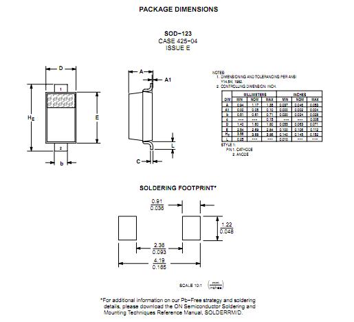 MBR0520LT1G package dimensions