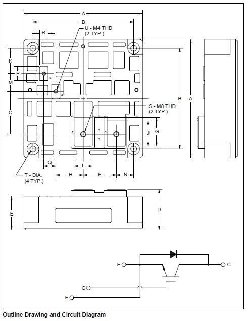 CM1000HA-24H Outline Drawing and Circuit Diagram