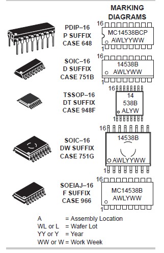  MC14538BCP pin connection