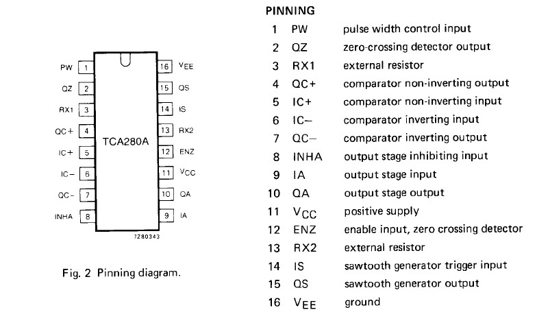  TCA280A pin connection