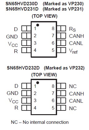  SN65HVD230DR pin connection
