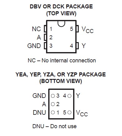  SN74LVC1G14DBVR pin connection