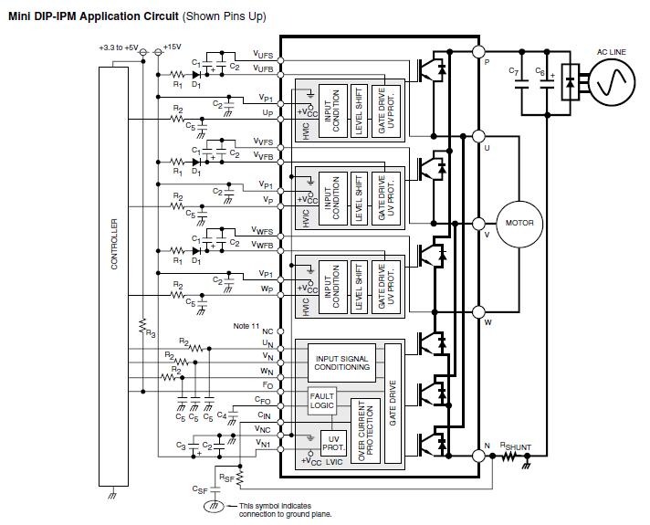 PS21564-P Application Circuit diagram