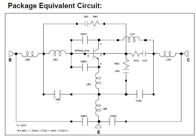 BFP640E6327XT Package Equivalent Circuit