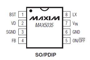 MAX5035DASA+T pin connection