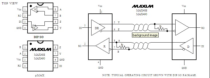  MAX483CPA pin connection