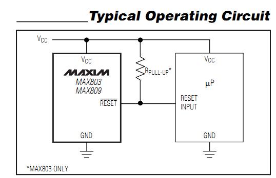 MAX809SEUR+T typical operation circuit