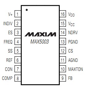 MAX5003ESE+ pin configuration