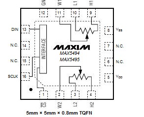 MAX5499ETE+ pin configuration