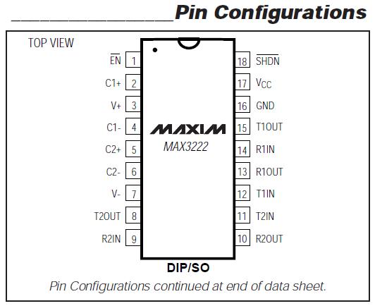 MAX3232 pin configuration