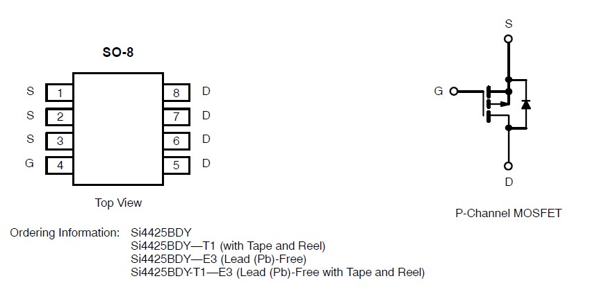  SI4425BDY-T1-E3 pin connection